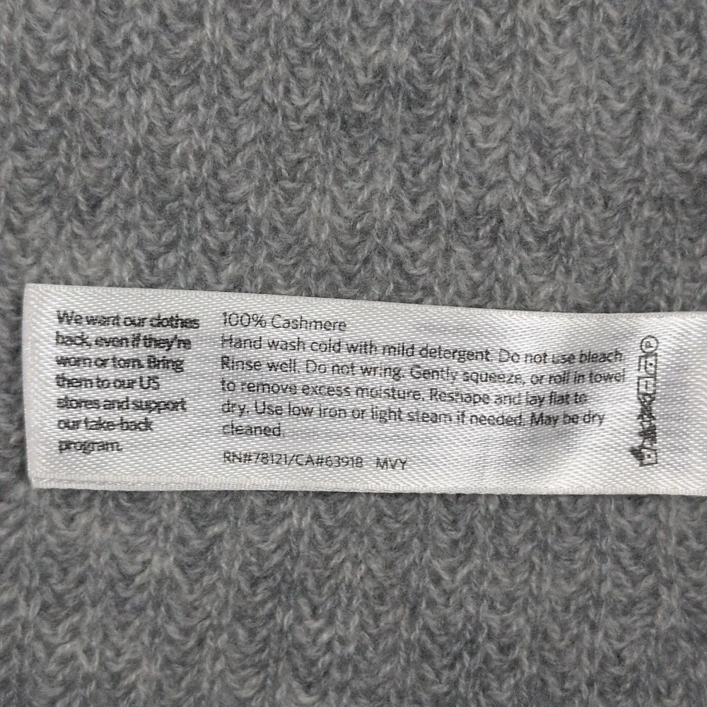 Eileen Fisher 100% Cashmere Grey Open Front Cardigan Sweater Medium Italian Yarn